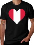 Peru Flag Heart Graphic Tee - Black