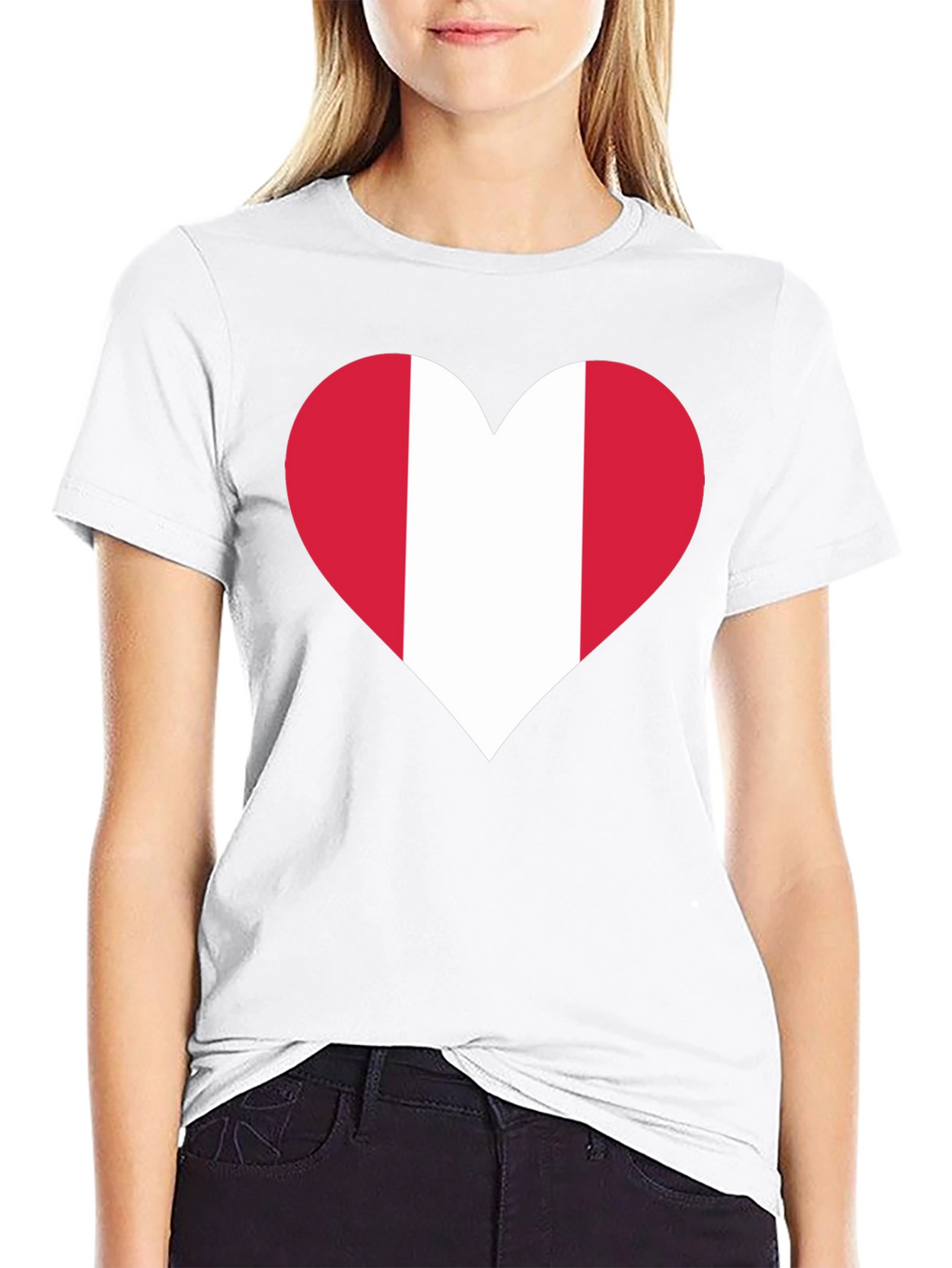 Peru Flag Heart Graphic Tee - Black