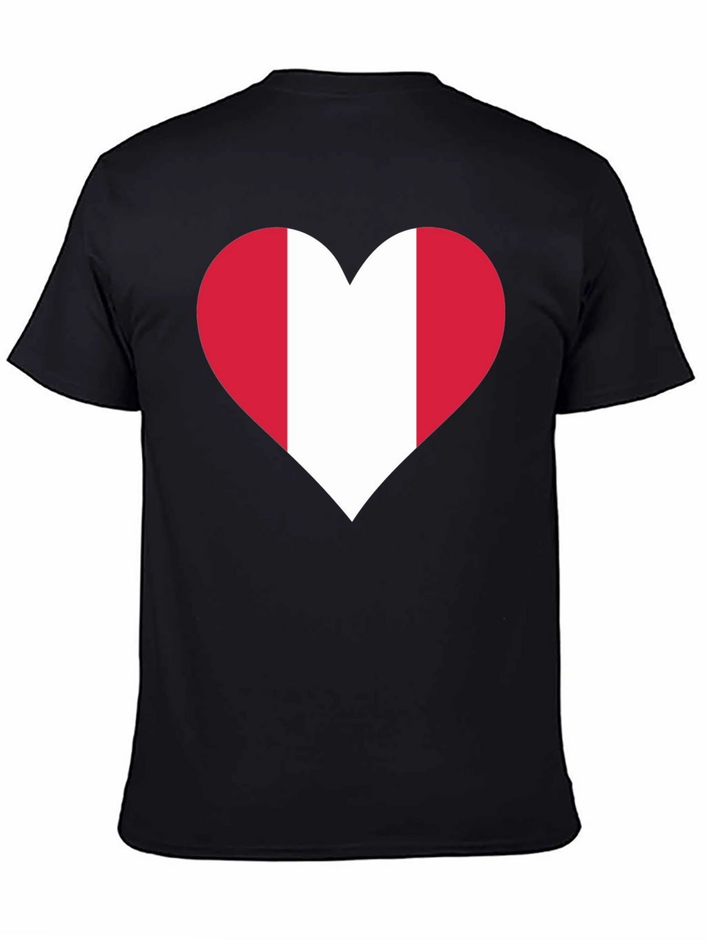 Peru Flag Heart Graphic Tee - Black