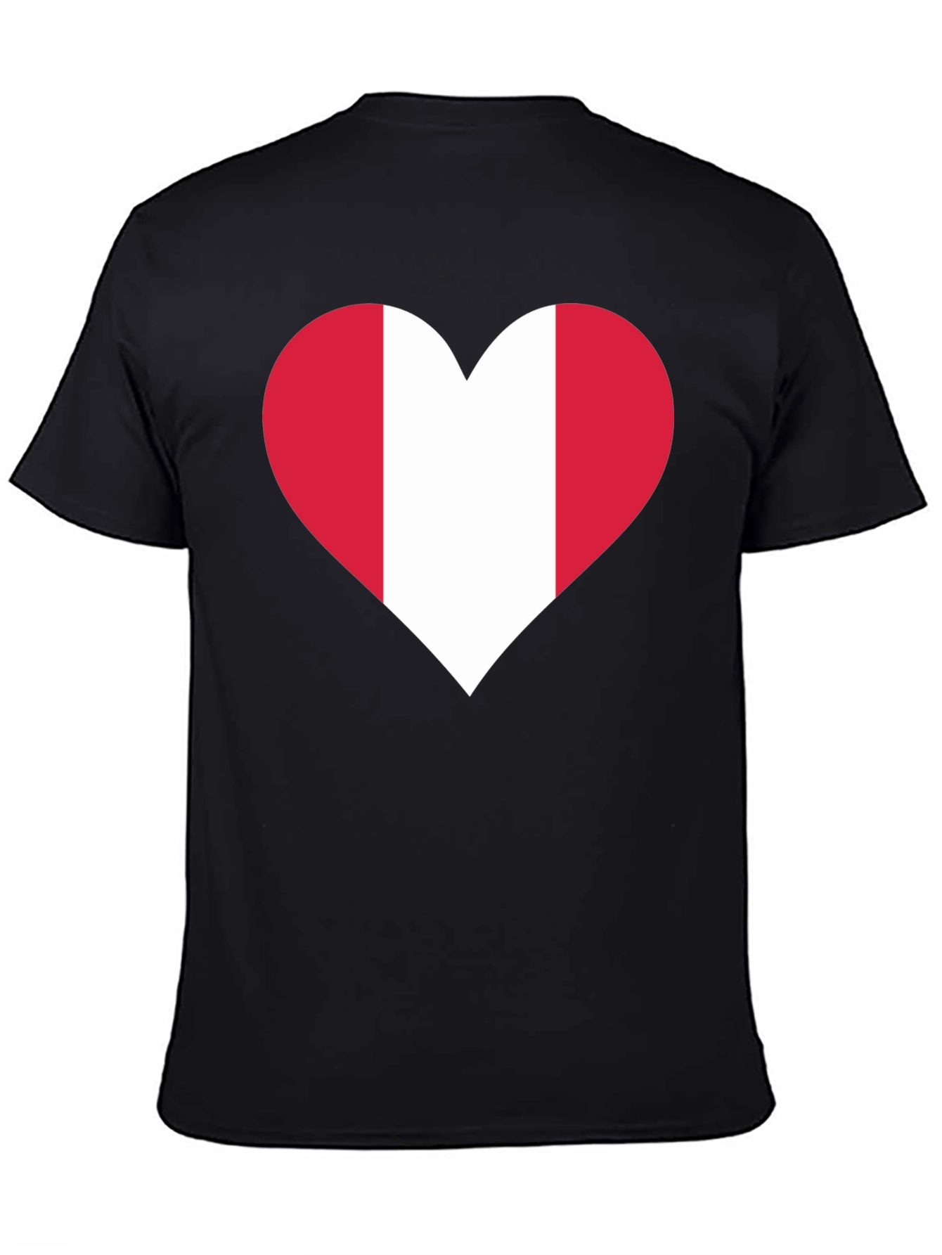 Peru Flag Heart Graphic Tee - Black