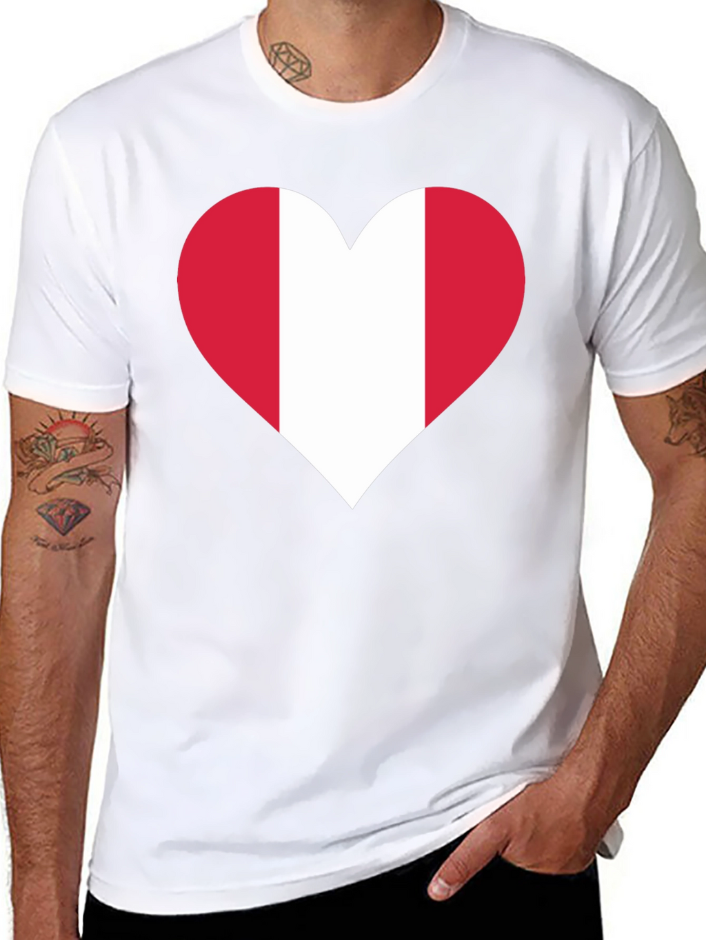 Peru Flag Heart Graphic Tee - Black