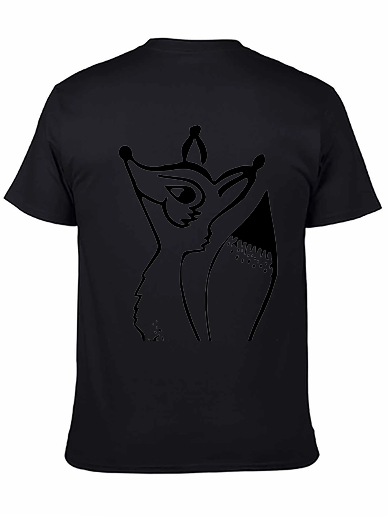 Stylized Fox Graphic Tee - Black