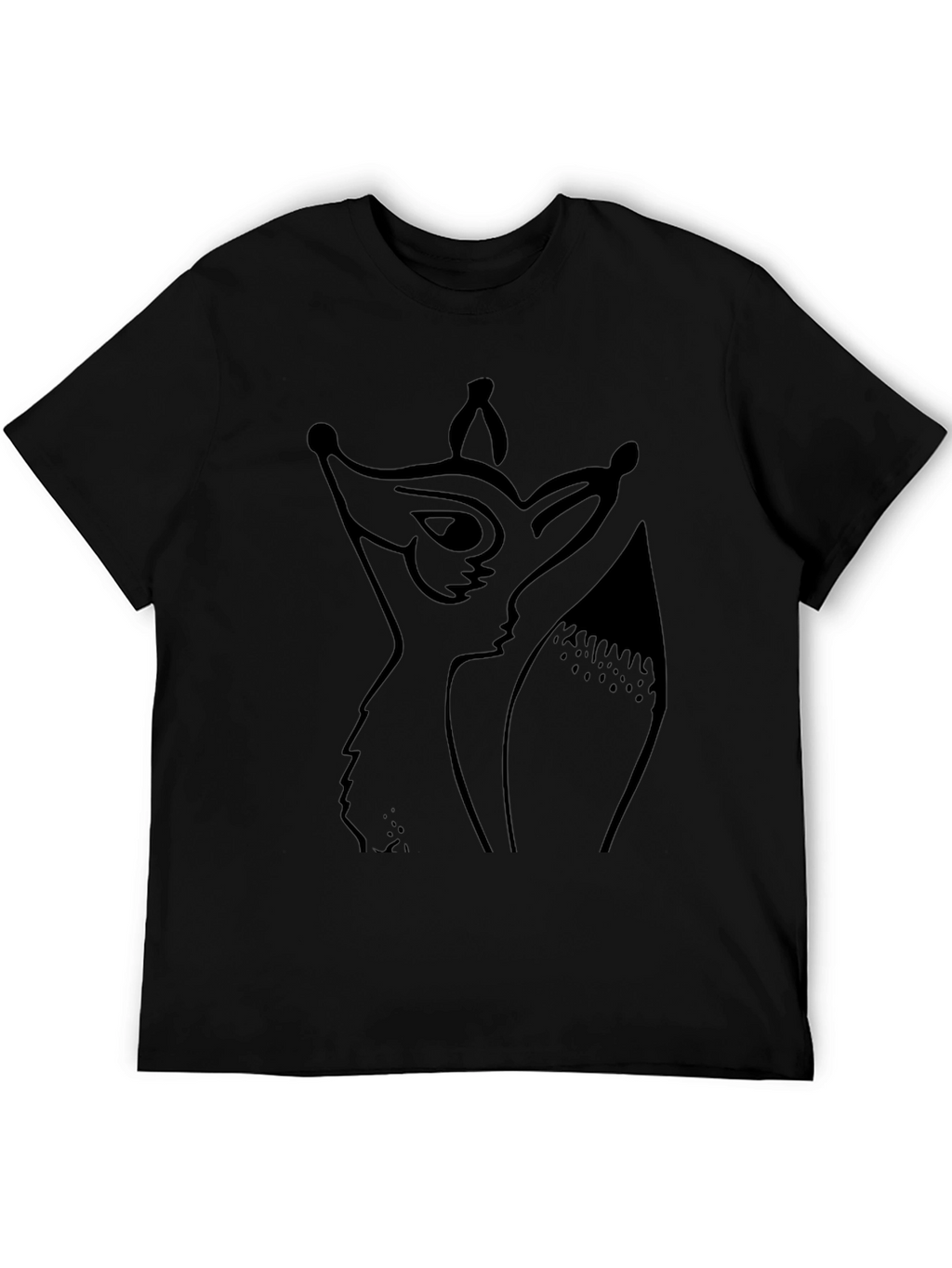 Stylized Fox Graphic Tee - Black
