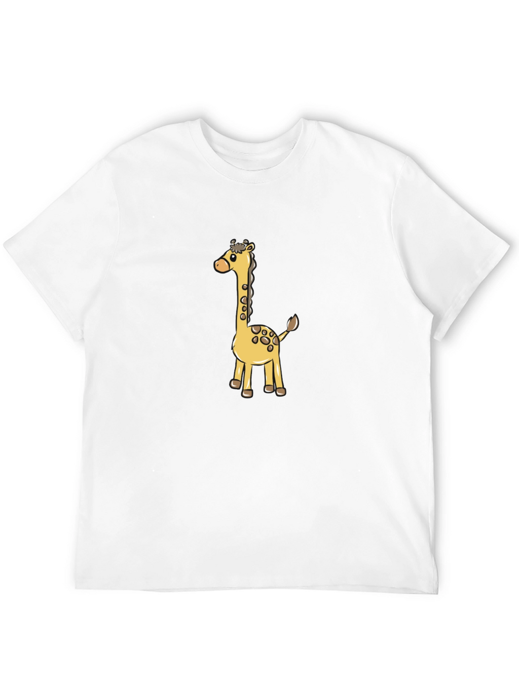 Cute Giraffe Cartoon Graphic Black T-Shirt