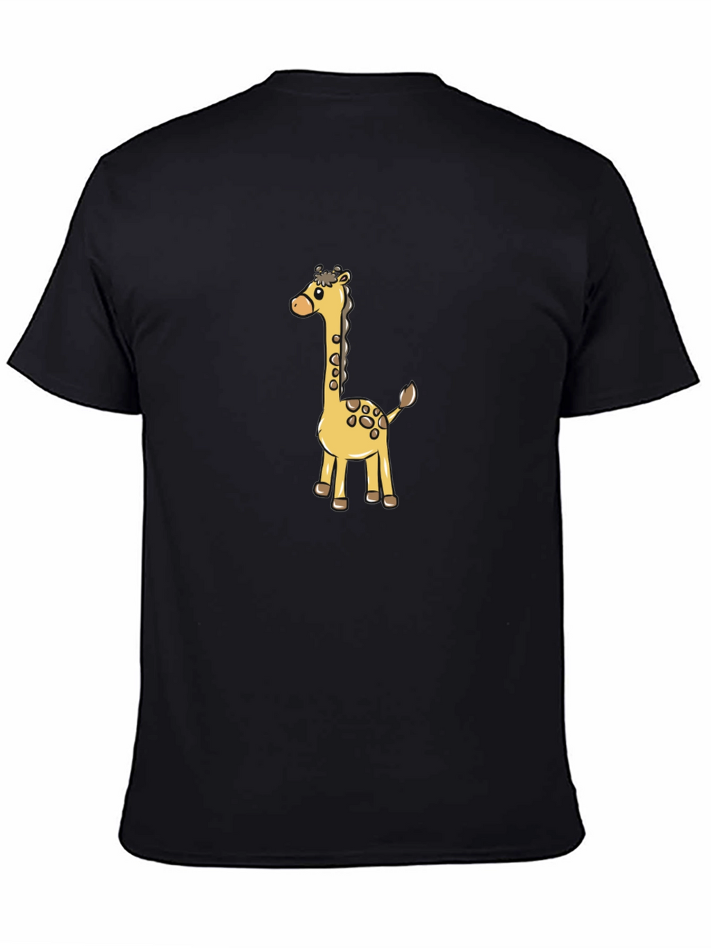 Cute Giraffe Cartoon Graphic Black T-Shirt