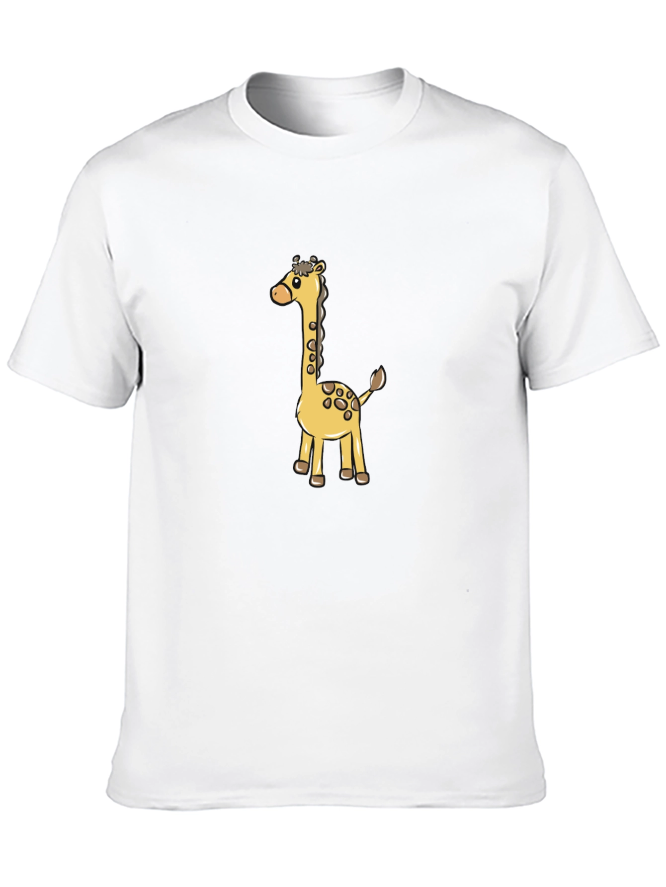 Cute Giraffe Cartoon Graphic Black T-Shirt