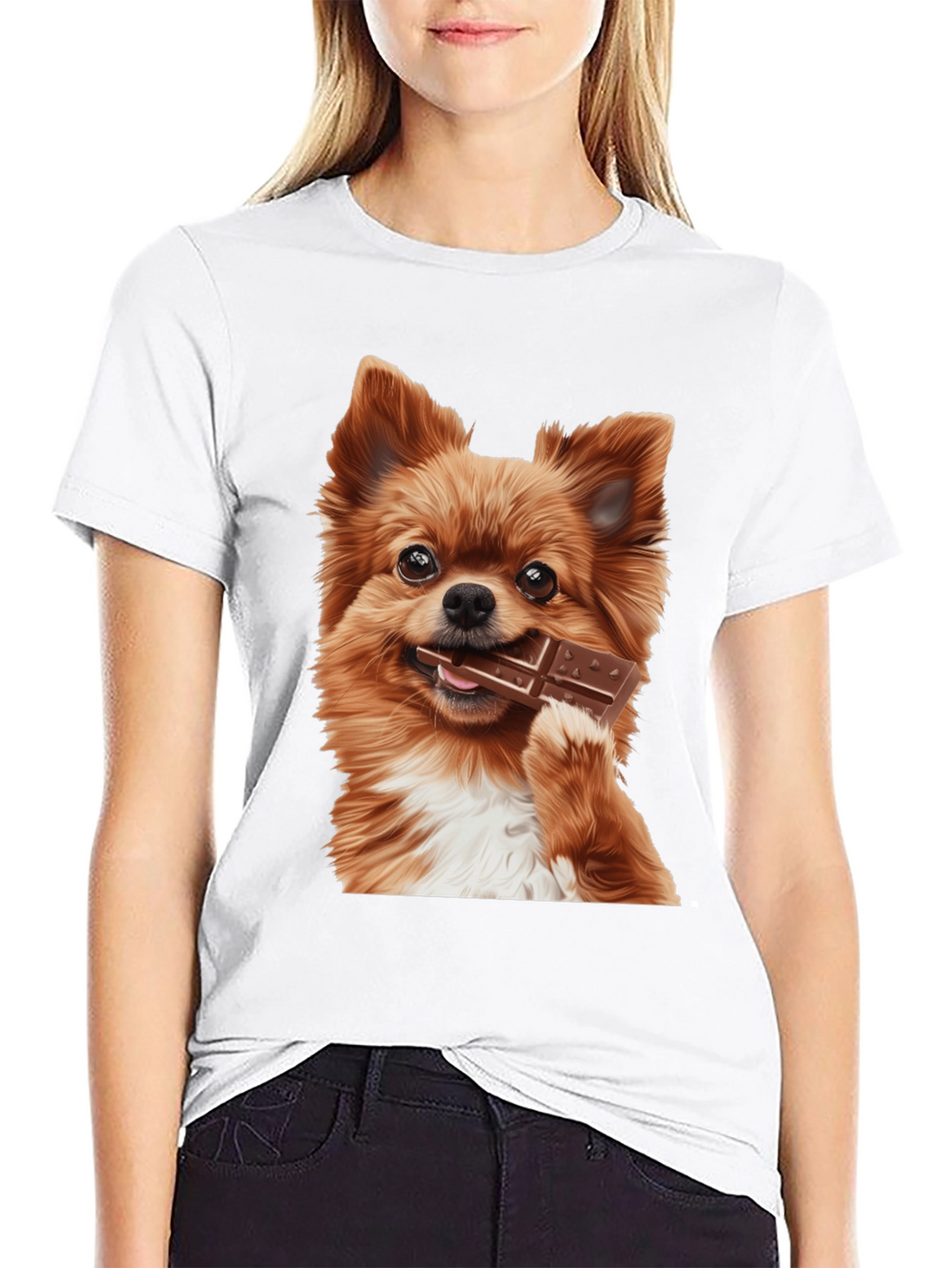 Dog with Chocolate Bar Black T-Shirt