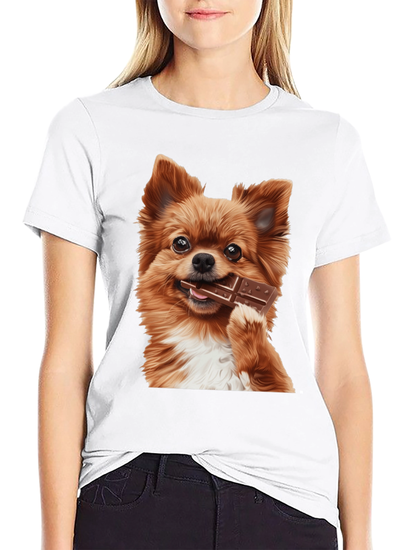 Dog with Chocolate Bar Black T-Shirt