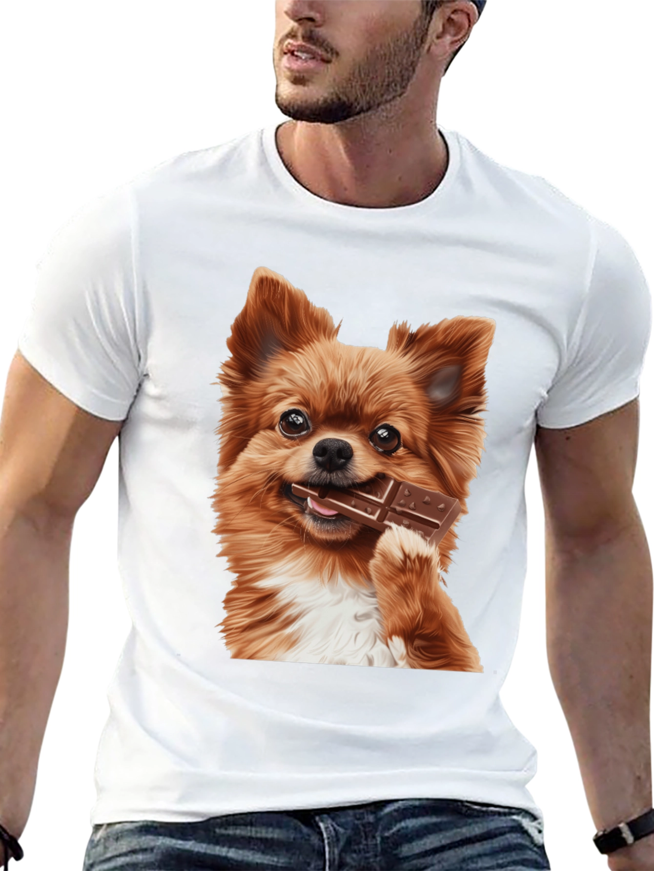 Dog with Chocolate Bar Black T-Shirt