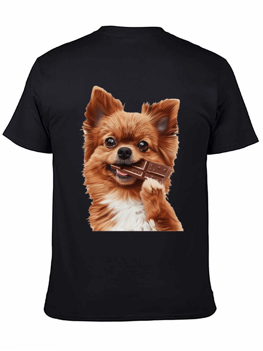 Dog with Chocolate Bar Black T-Shirt