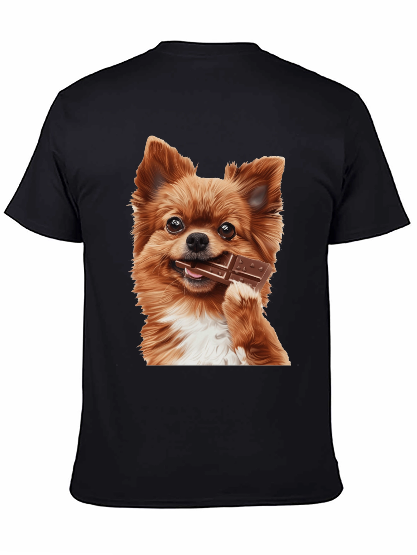 Dog with Chocolate Bar Black T-Shirt