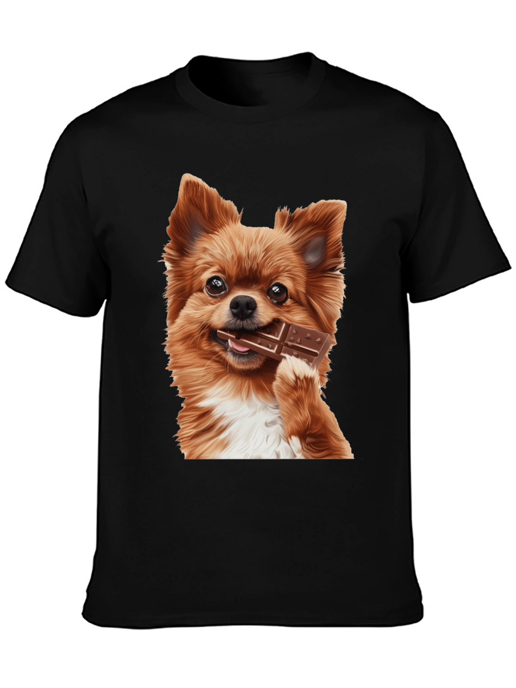 Dog with Chocolate Bar Black T-Shirt