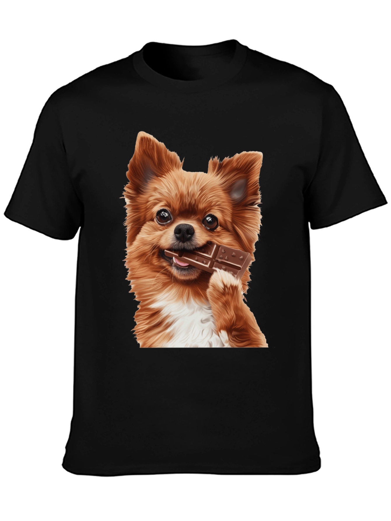 Dog with Chocolate Bar Black T-Shirt
