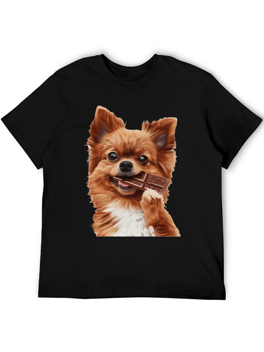 Dog with Chocolate Bar Black T-Shirt
