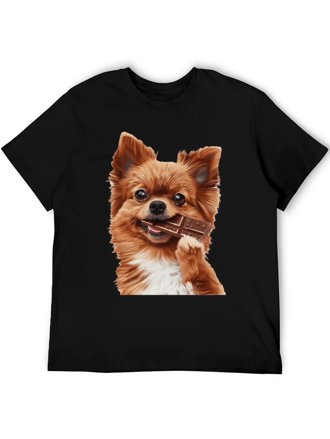 Dog with Chocolate Bar Black T-Shirt