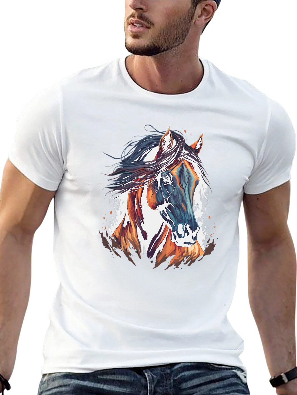 Horse Graphic T-Shirt - Stylish Mens Tee
