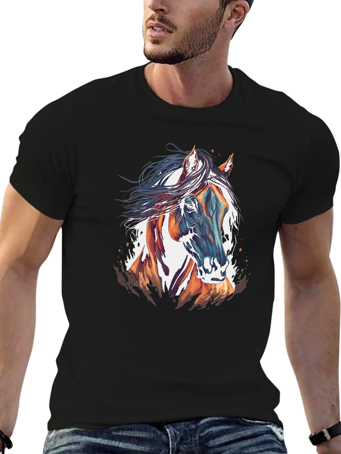 Horse Graphic T-Shirt - Stylish Mens Tee