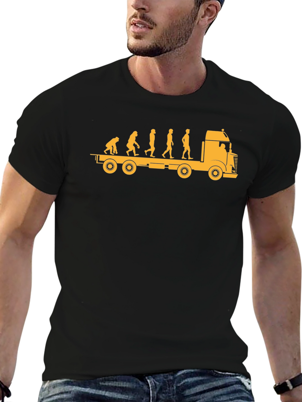 Evolution of Trucker Black T-Shirt