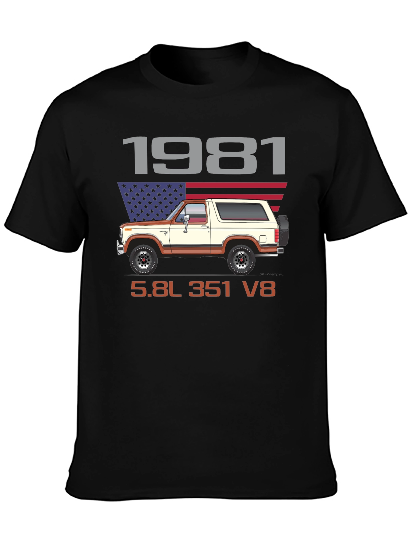 1981 Bronco 5.8L 351 V8 T-Shirt - Classic Car Graphic Tee