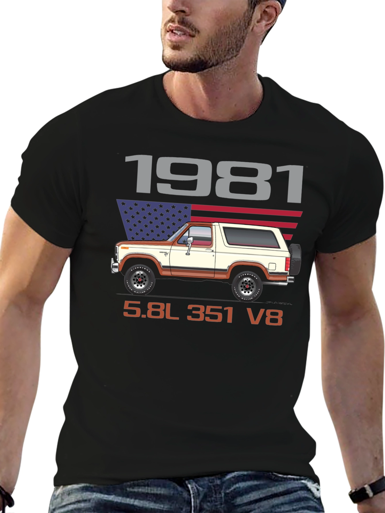 1981 Bronco 5.8L 351 V8 T-Shirt - Classic Car Graphic Tee