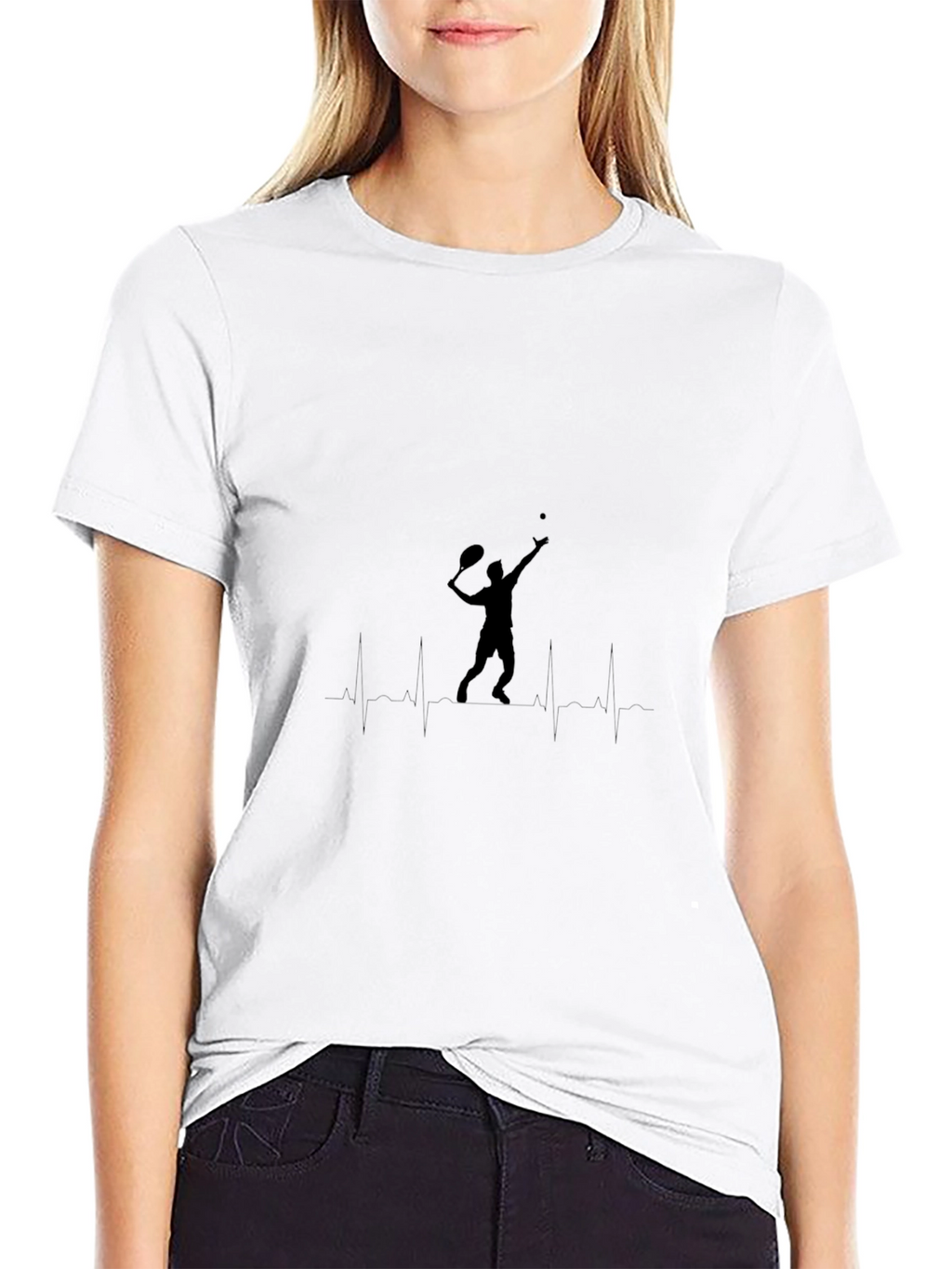 Tennis Heartbeat Graphic Black T-Shirt