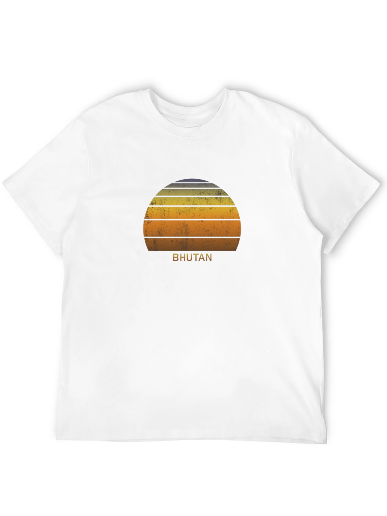 Bhutan Sunset Graphic Tee - Retro Style Black T-Shirt