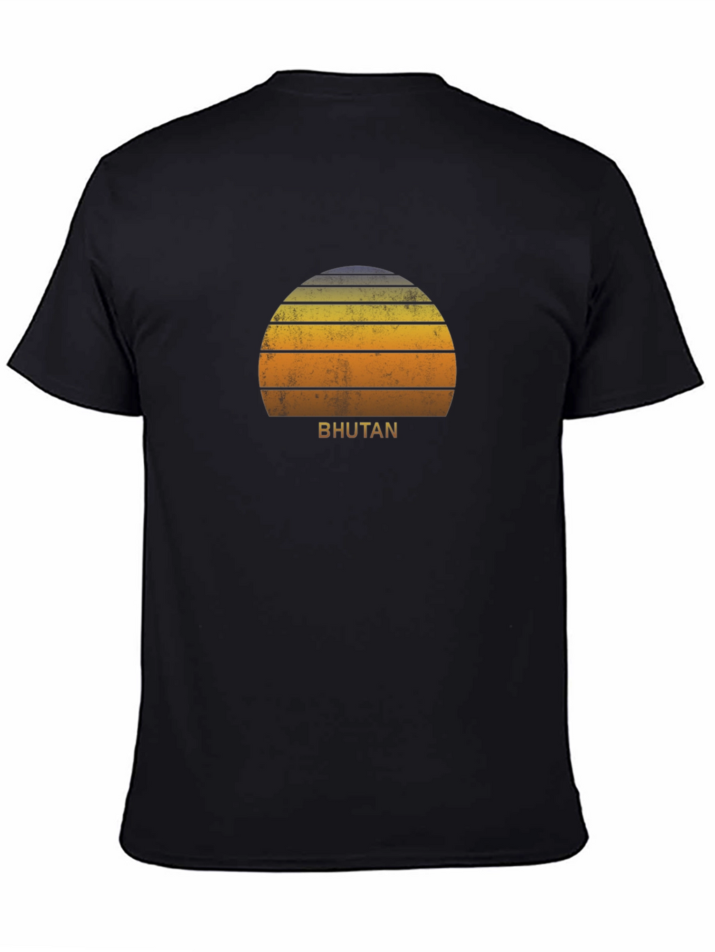 Bhutan Sunset Graphic Tee - Retro Style Black T-Shirt