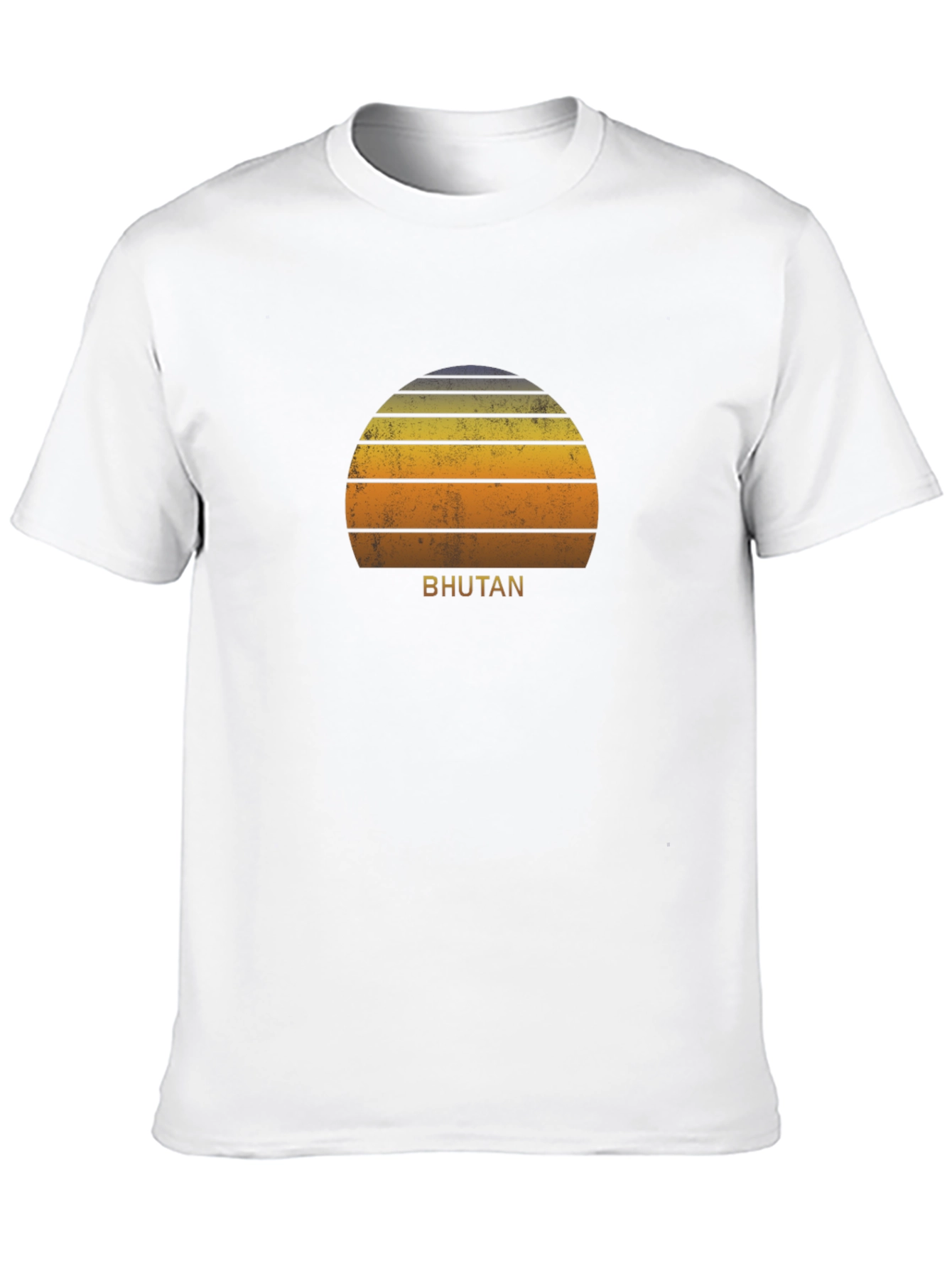 Bhutan Sunset Graphic Tee - Retro Style Black T-Shirt