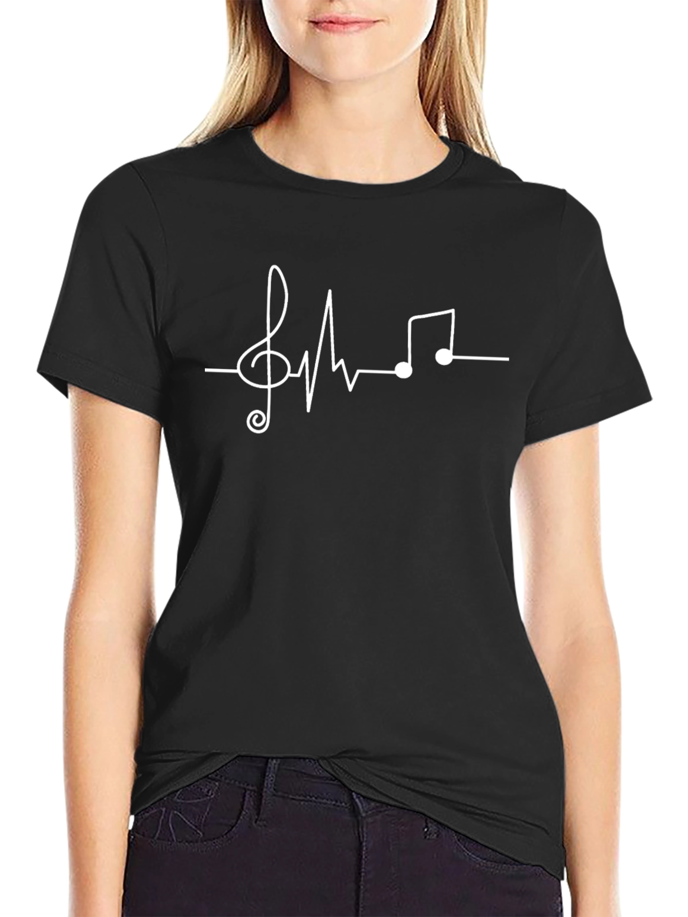 Music Lovers Heartbeat Tee - Black