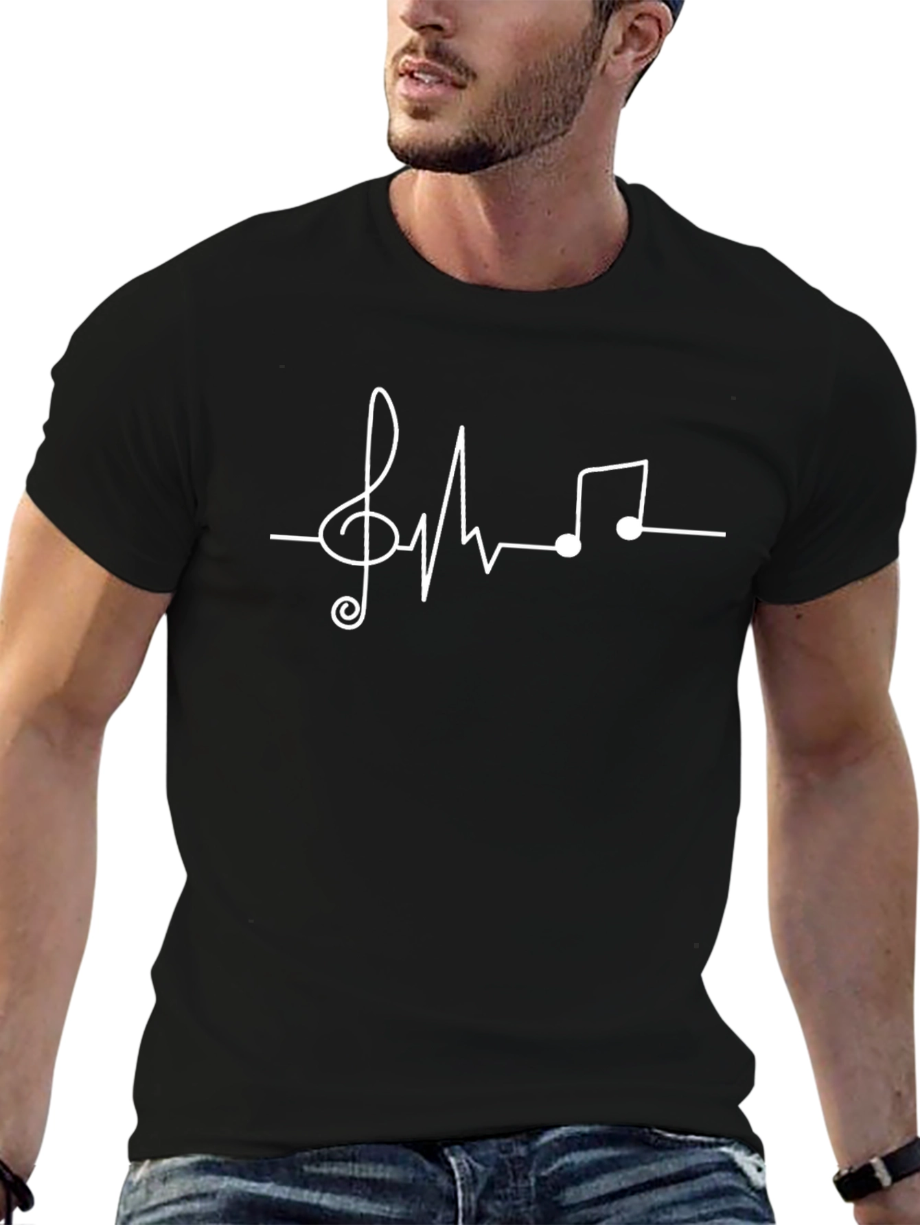 Music Lovers Heartbeat Tee - Black