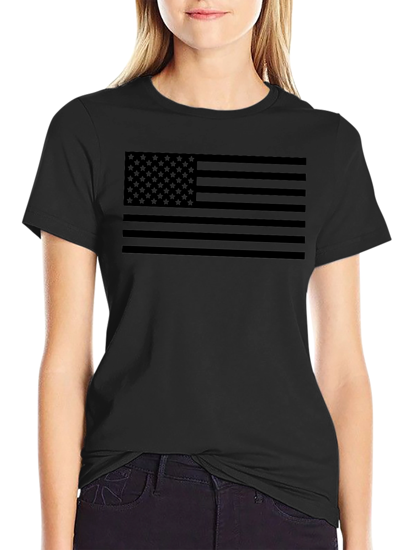 Stealth Black American Flag Graphic Tee