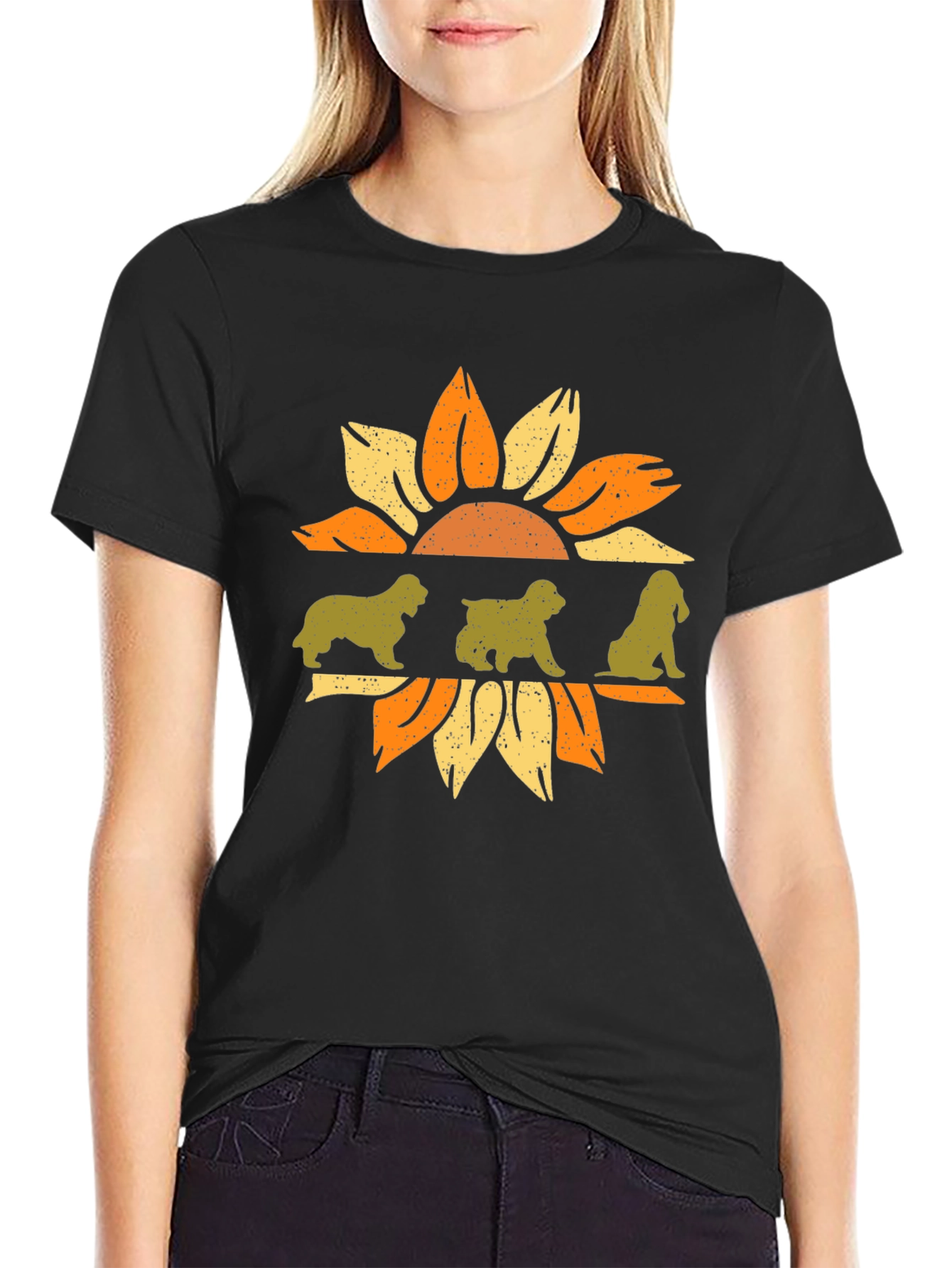 Dog Sunflower Graphic Tee