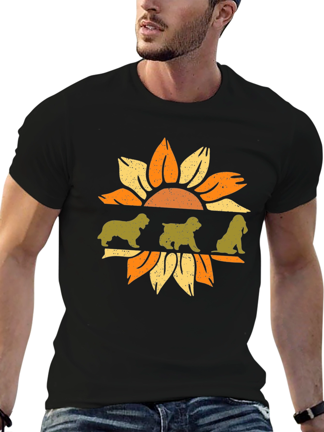 Dog Sunflower Graphic Tee