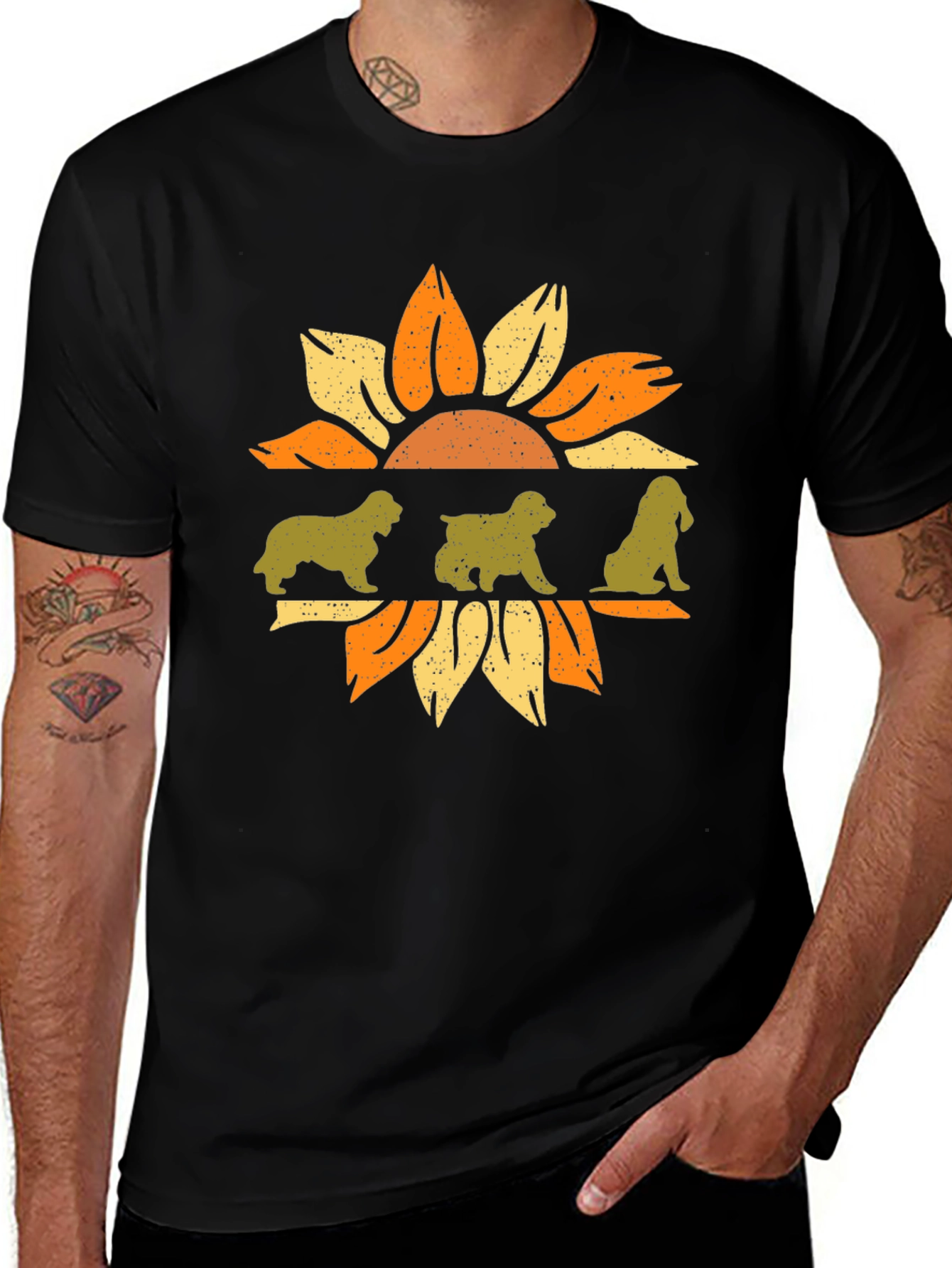 Dog Sunflower Graphic Tee