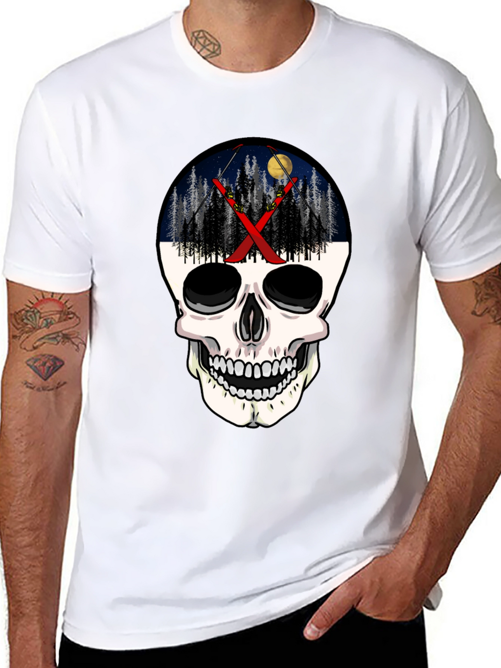 Ski Skull T-Shirt - Night Skiing Graphic Tee
