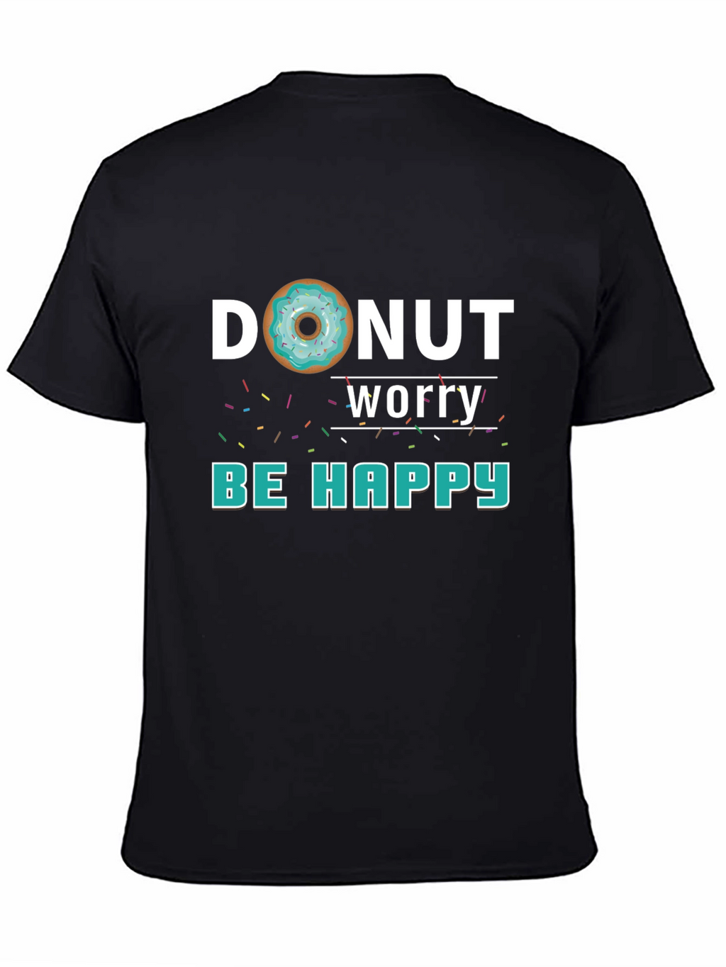 Donut Worry Be Happy Black Graphic Tee