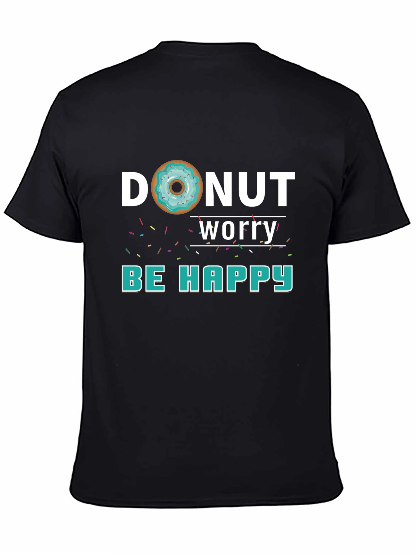 Donut Worry Be Happy Black Graphic Tee