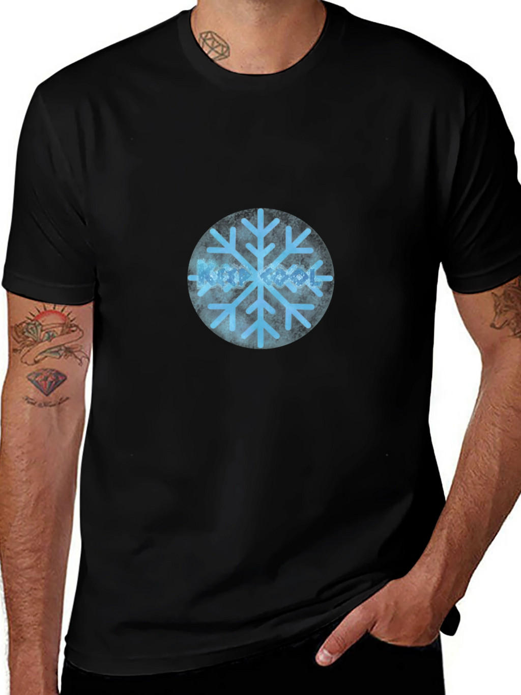 Cool Snowflake Graphic Black T-Shirt