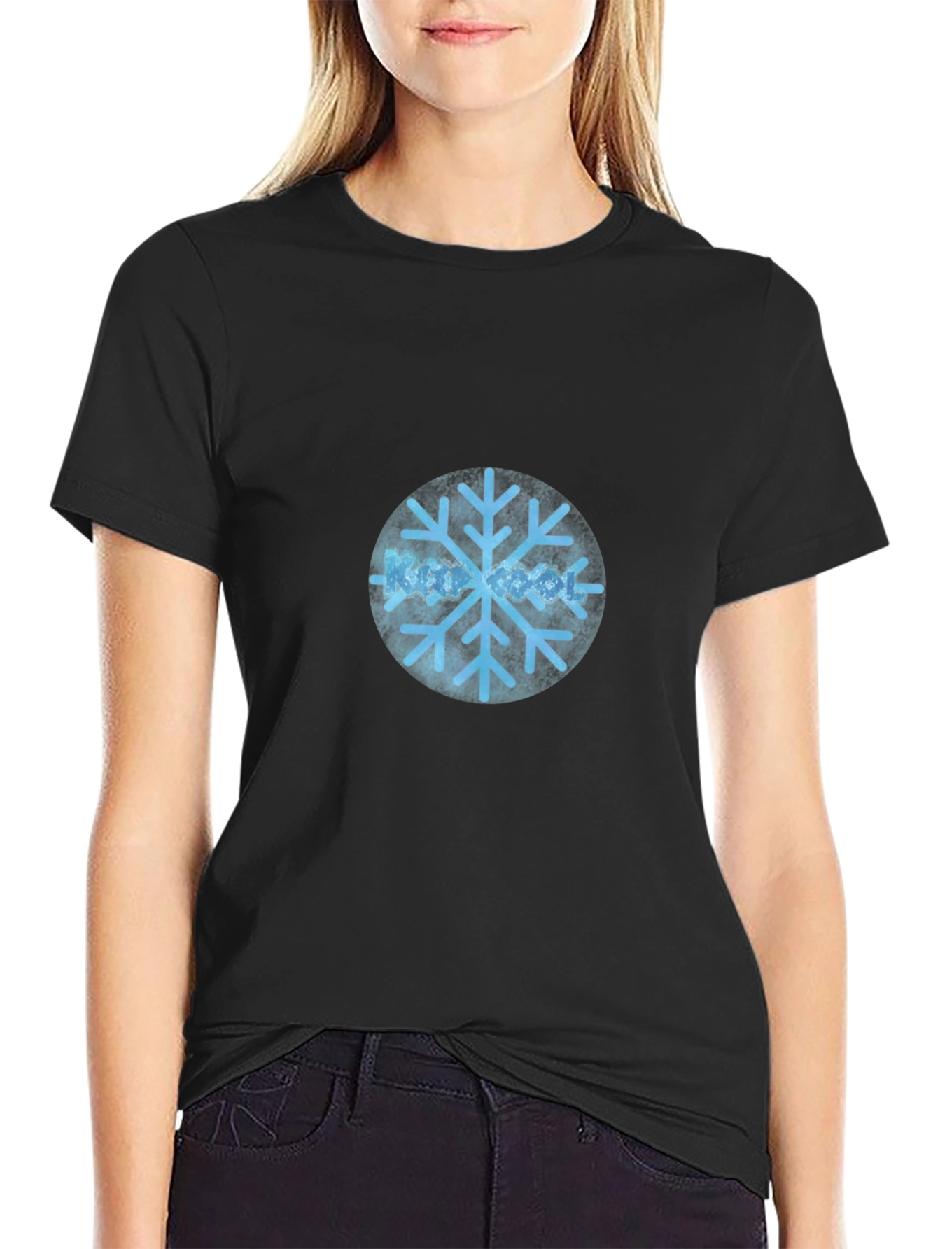 Cool Snowflake Graphic Black T-Shirt