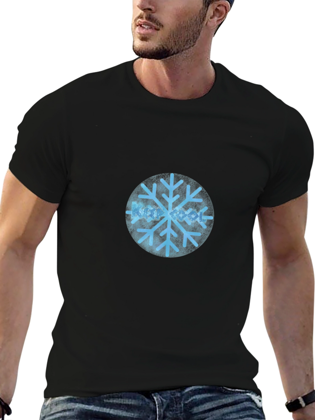 Cool Snowflake Graphic Black T-Shirt