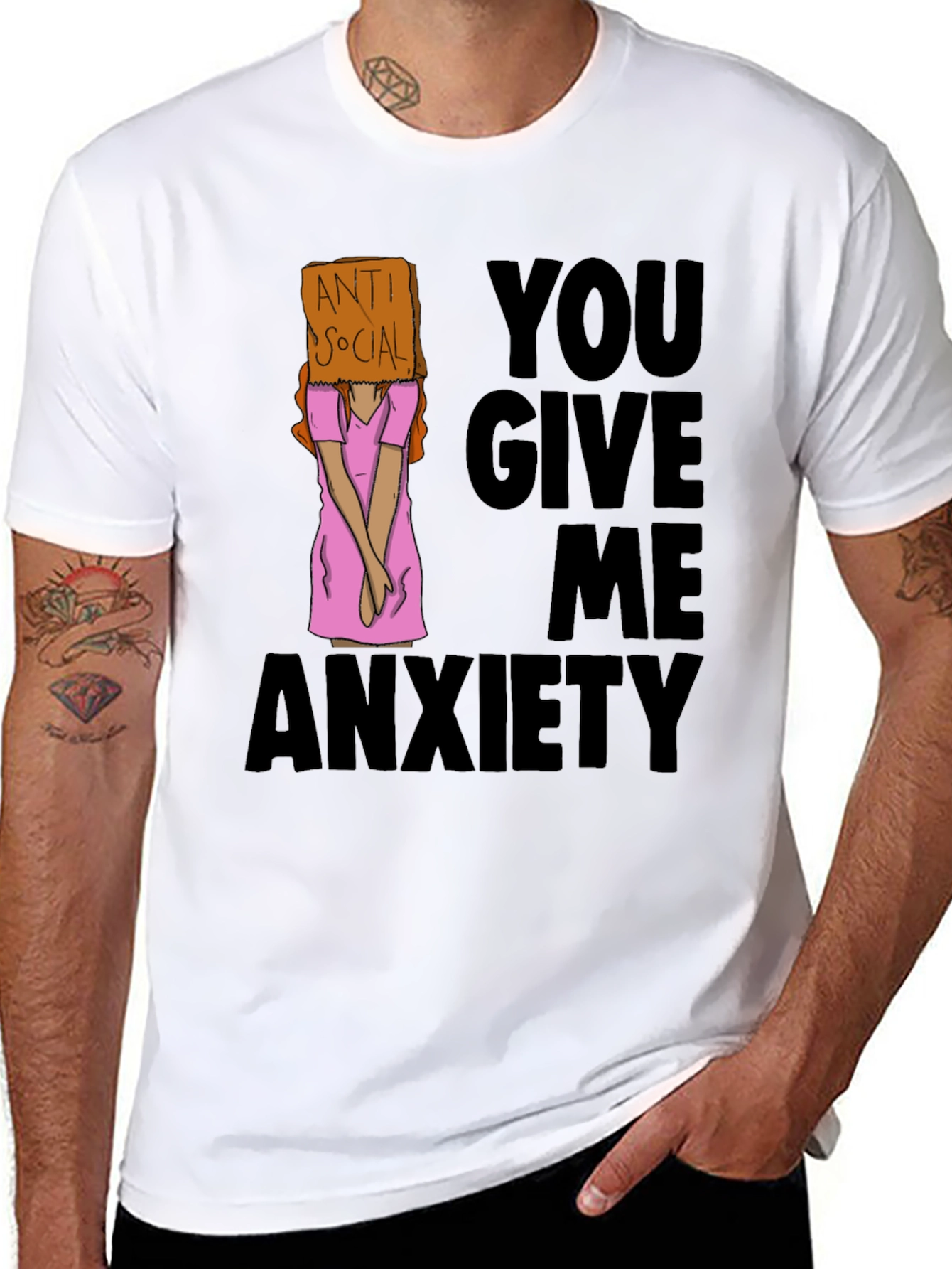 Anti Social You Give Me Anxiety Graphic Tee