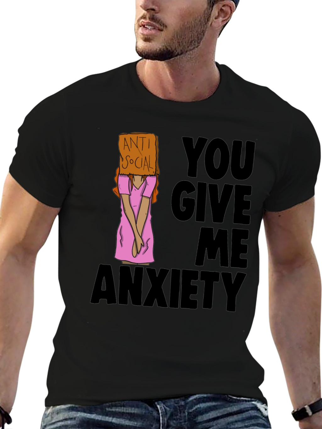 Anti Social You Give Me Anxiety Graphic Tee