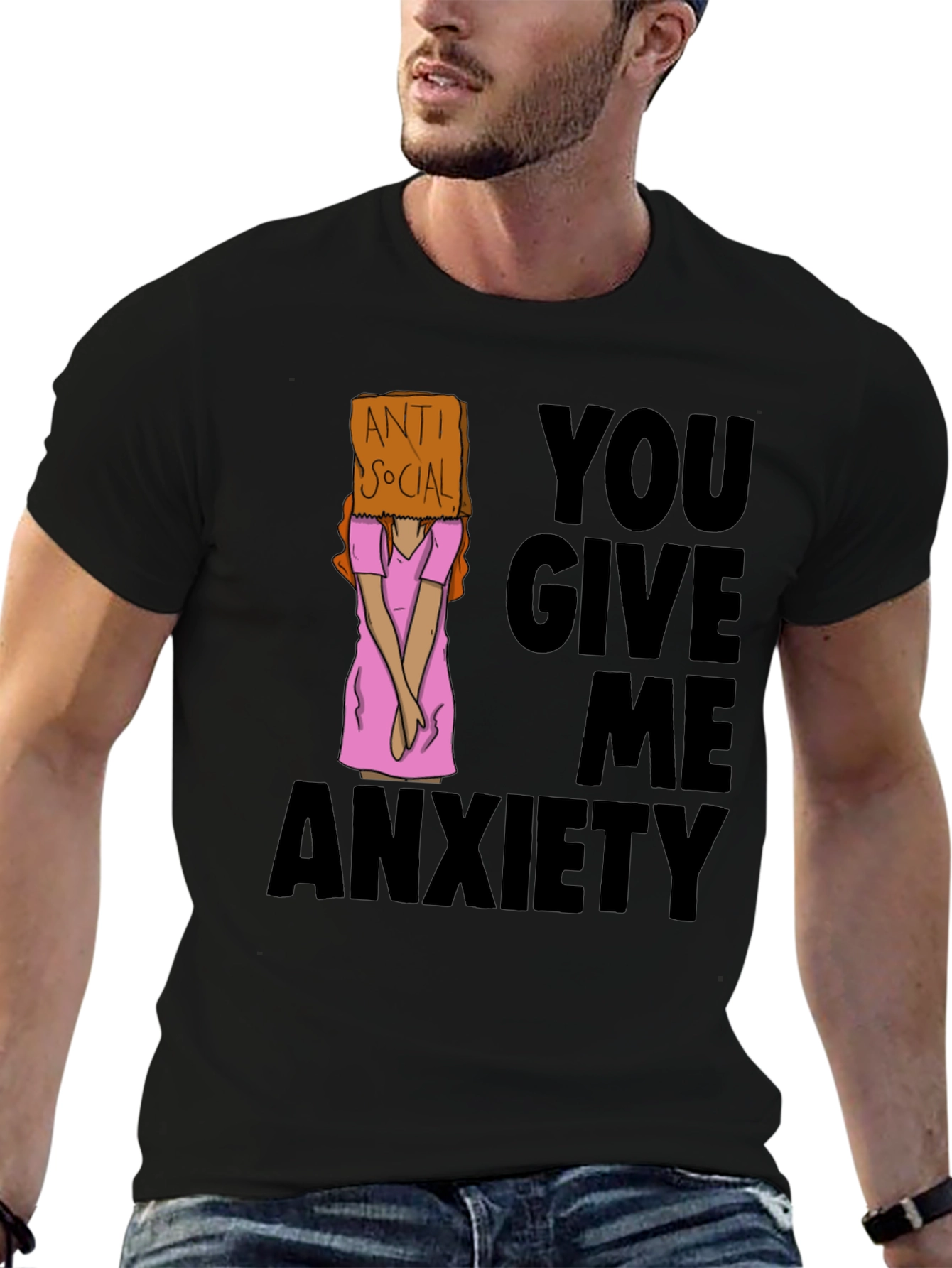 Anti Social You Give Me Anxiety Graphic Tee