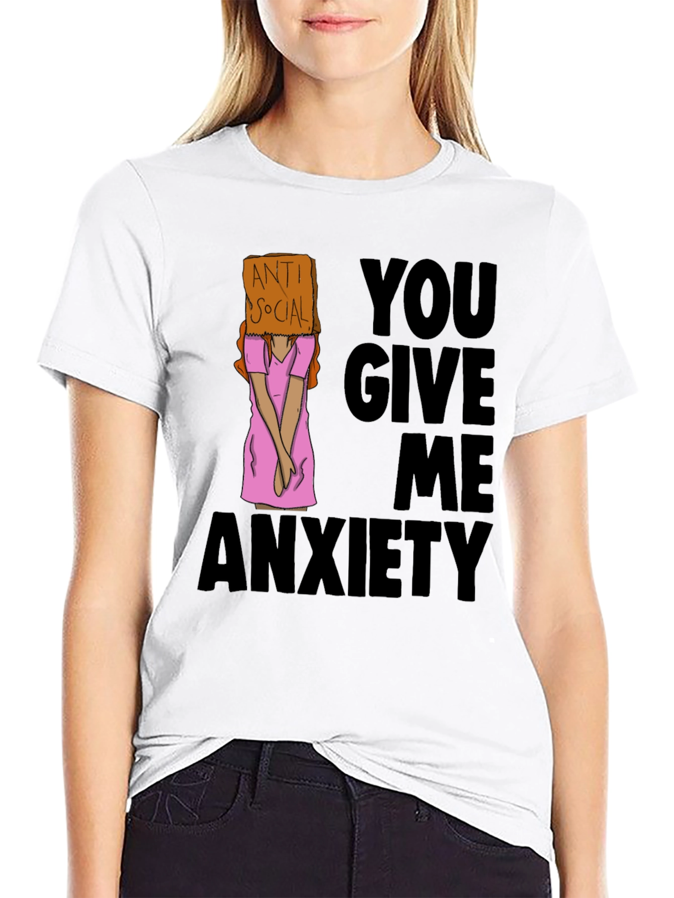 Anti Social You Give Me Anxiety Graphic Tee