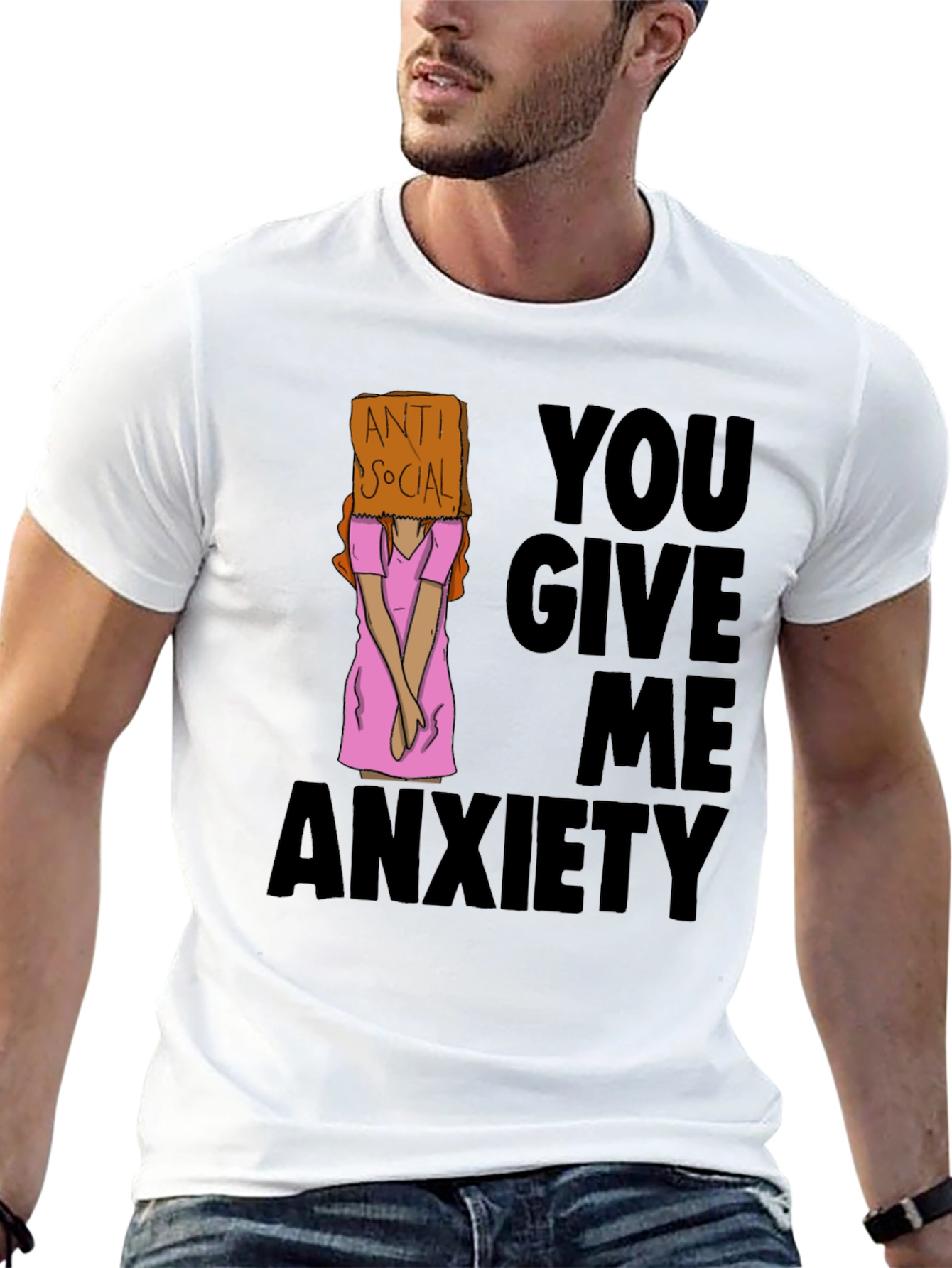 Anti Social You Give Me Anxiety Graphic Tee