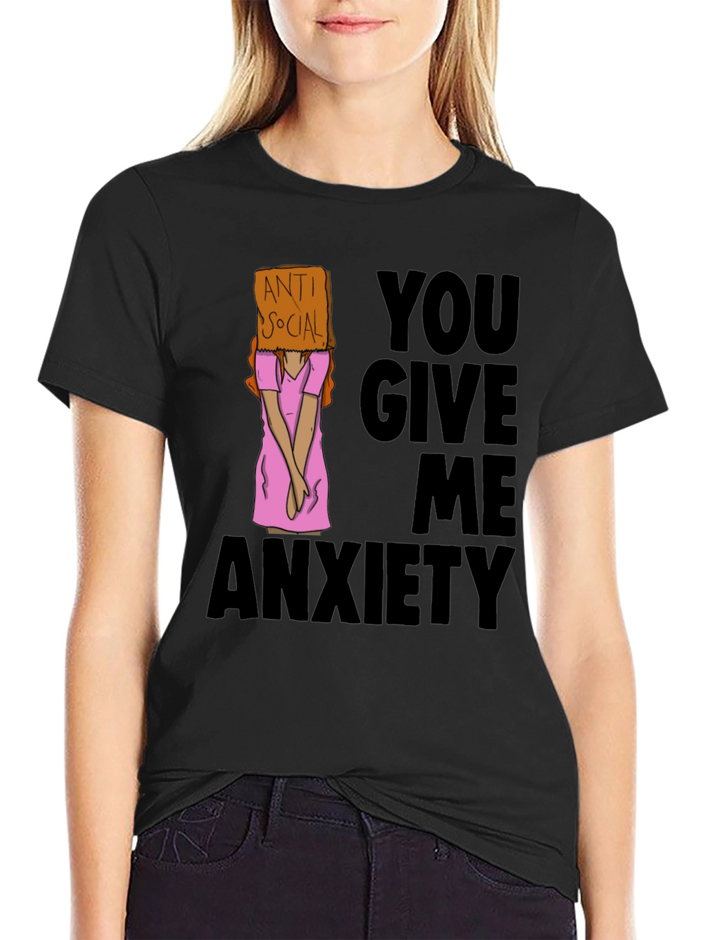 Anti Social You Give Me Anxiety Graphic Tee