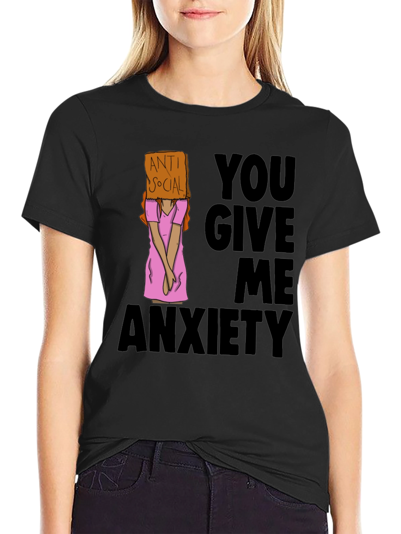 Anti Social You Give Me Anxiety Graphic Tee
