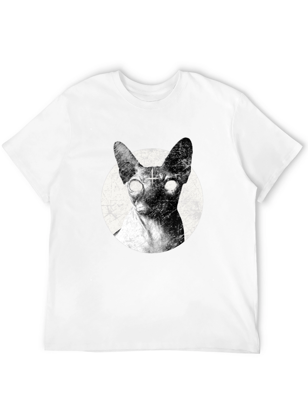 Creepy Cat T-Shirt - Sphynx with Upside-Down Cross