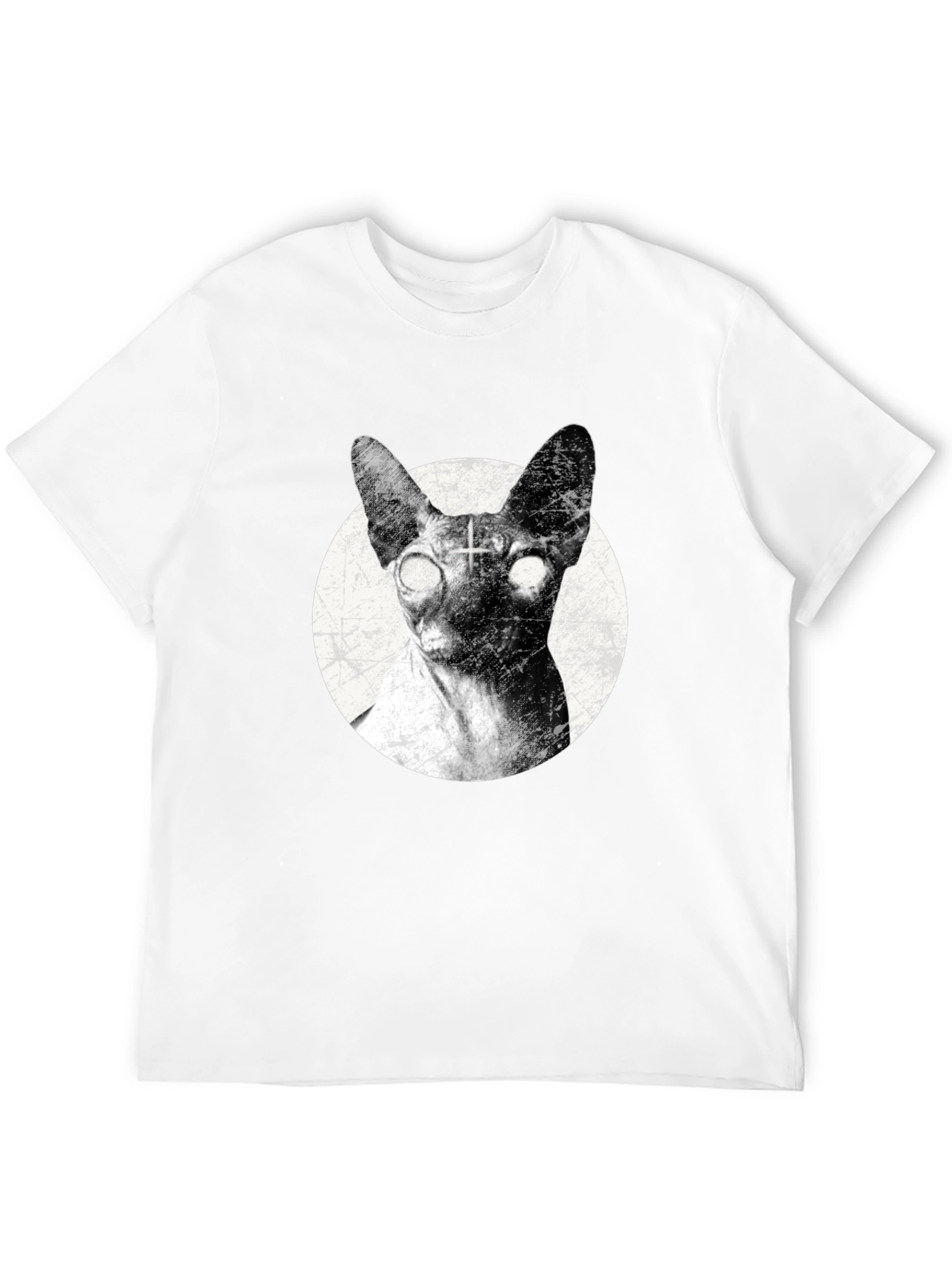 Creepy Cat T-Shirt - Sphynx with Upside-Down Cross