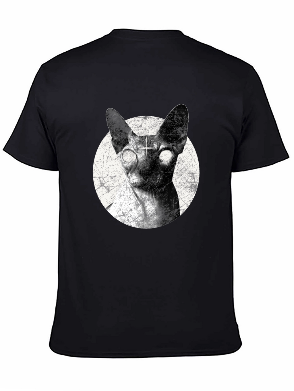 Creepy Cat T-Shirt - Sphynx with Upside-Down Cross